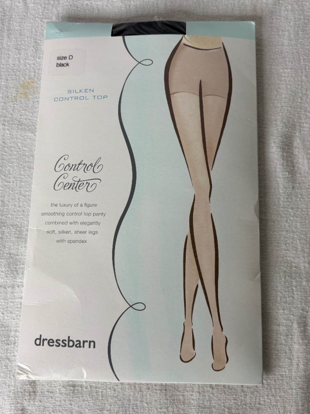 Vintage NEW Dressbarn Control Center Silken Contol Top Pantyhose Size D Black